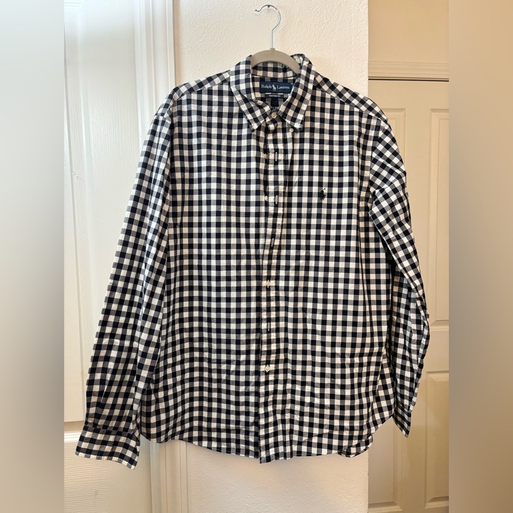 Ralph Lauren Men's Black and White Plaid Shirt